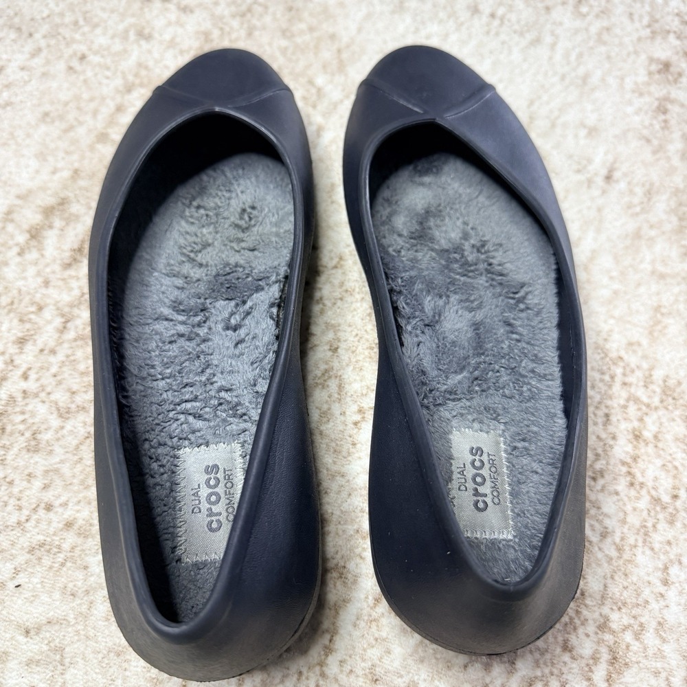 Crocs Olivia II Ballet Flats Women's Size 9 Faux Fur Lined Dual Comfort Shoes - Picture 7 of 11